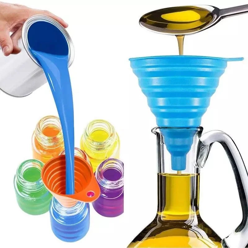 Silicone Folding Telescopic Suspension Funnel – Creative Liquid Dispensing Mini Funnel for Kitchen