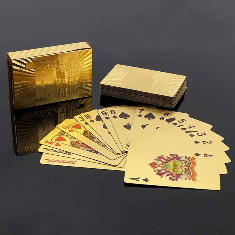 Gold Foil Poker Cards – Euro Style Plastic Waterproof Playing Cards