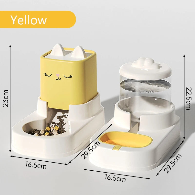 Pet Cute Cartoon Sitting Automatic Feeder & Water Dispenser for Cats & Dogs