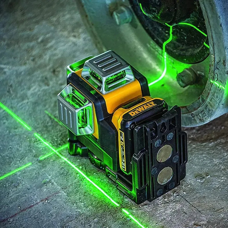 Dewalt DW089LG 3 Sides*360 Degree Vertical 12V Lithium Battery 12 Lines Laser Level   Horizontal Green Light Level Meter Outdoor