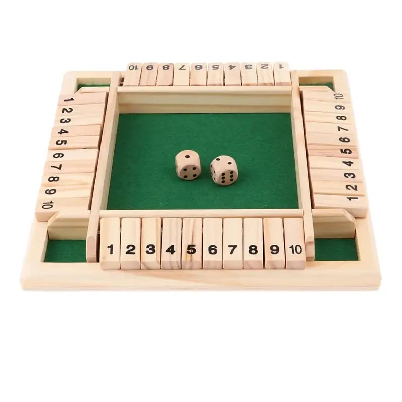 Deluxe 4-Sided Shut The Box Board Game Set