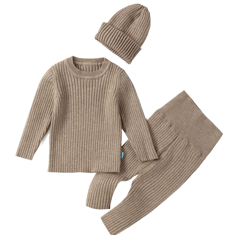 3PCS Baby Sweater Set – Boys & Girls Autumn/Winter Knit Outfit