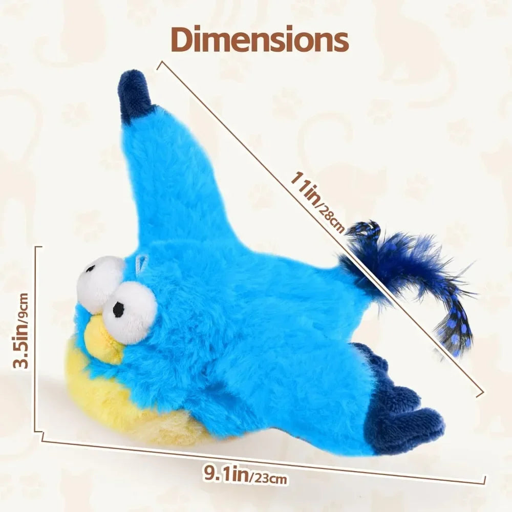 Interactive Cat Toys, Rechargeable Chirping Flapping Bird(no Flying) with Catnip for Indoor Cats, Touch Activated  Plush Toys