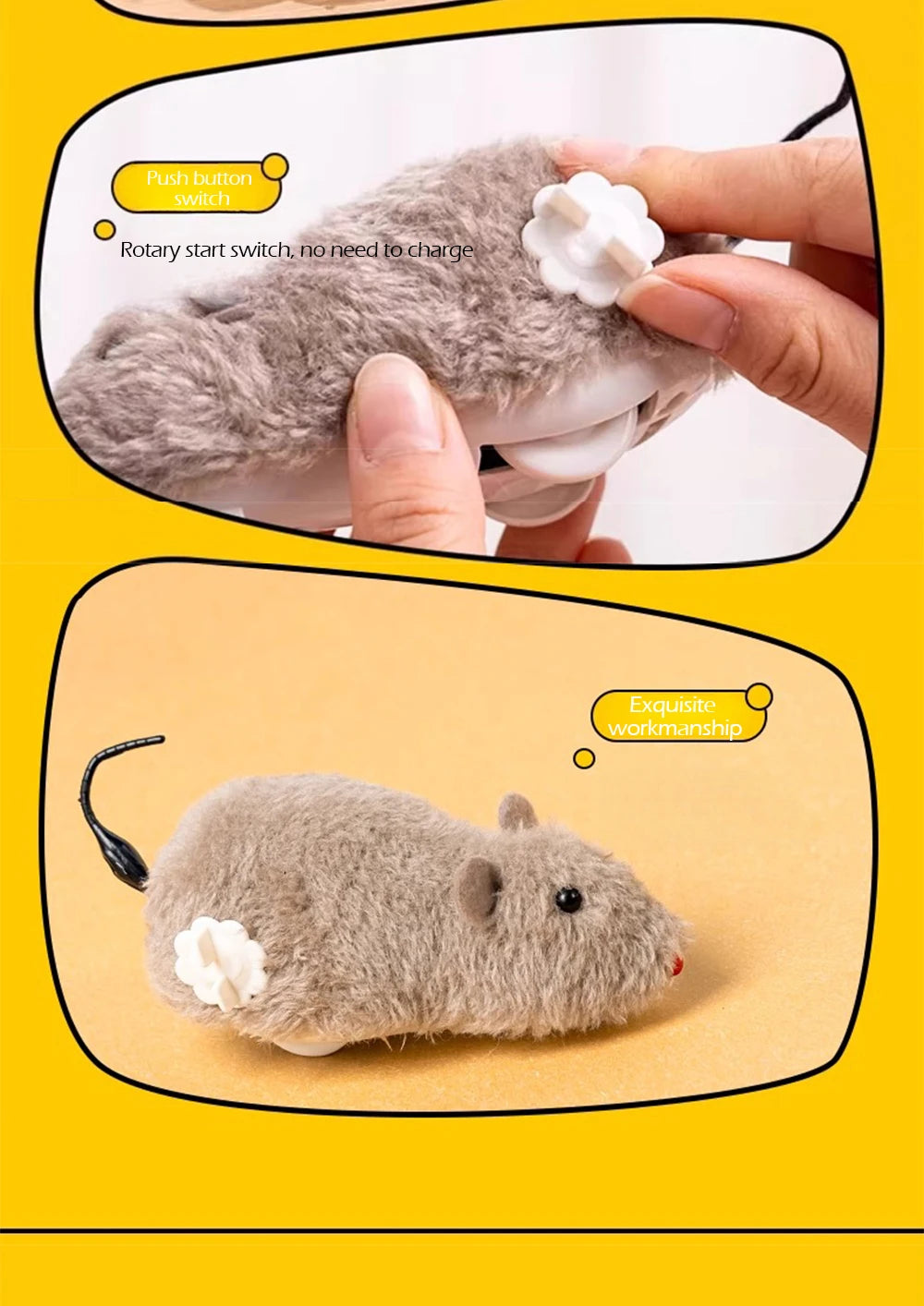 Cat Toys Clockwork Simulation Mouse No Batteries Durable Indoor Cat Hi-Lo Relieve Boredom Interactive Plush Toys Pet Toys