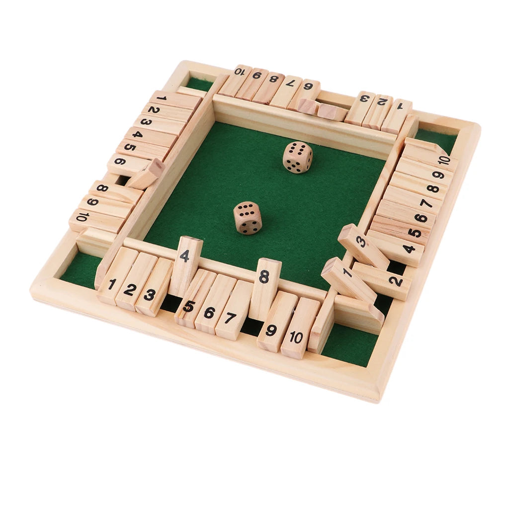 Deluxe 4-Sided Shut The Box Board Game Set