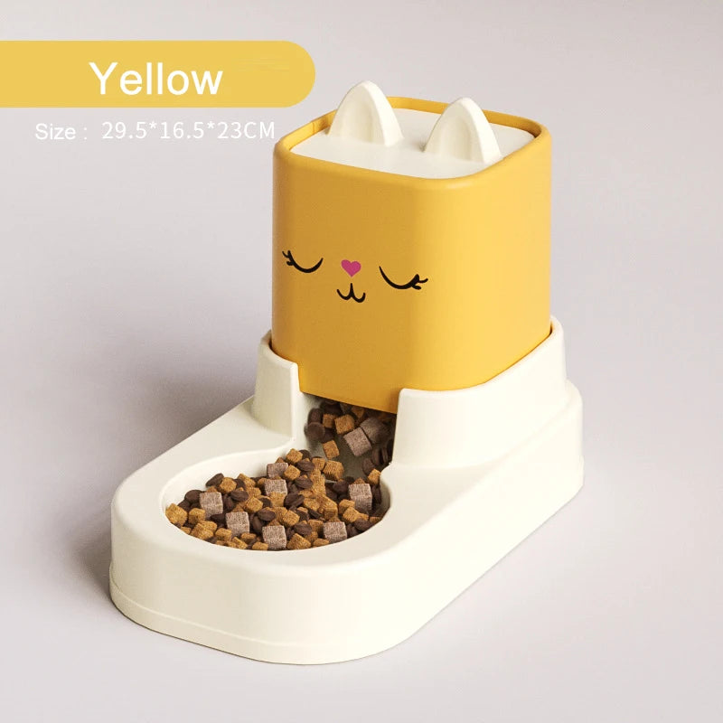 Pet Cute Cartoon Sitting Automatic Feeder & Water Dispenser for Cats & Dogs