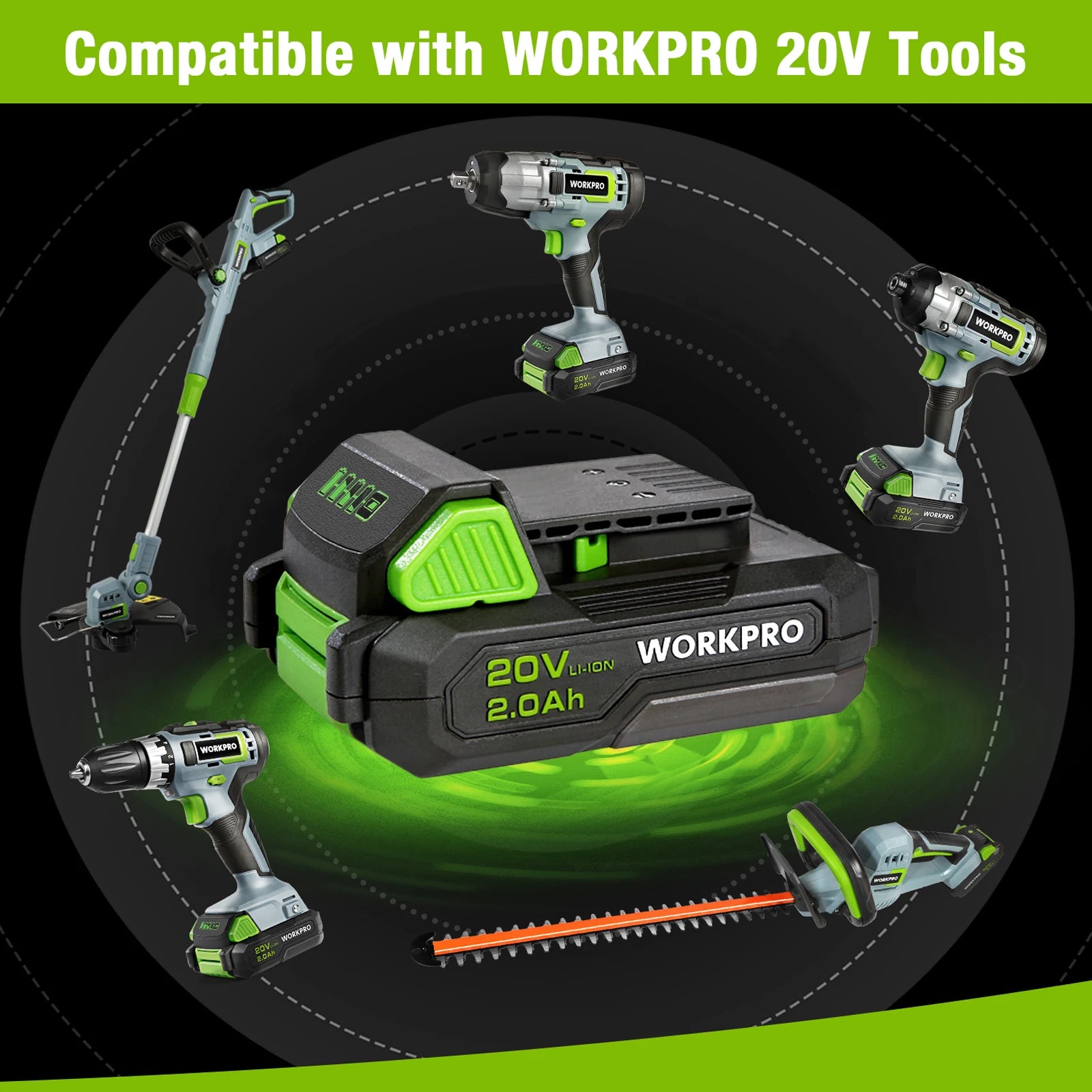 WORKPRO 20V 2.0Ah/4.0Ah Lithium-ion Battery Pack  12V 2.0Ah Li-ion Battery Pack Power Tool Accessories Battery Pack