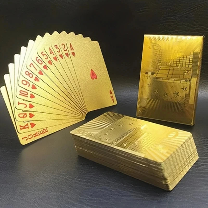 Gold Foil Poker Cards – Euro Style Plastic Waterproof Playing Cards