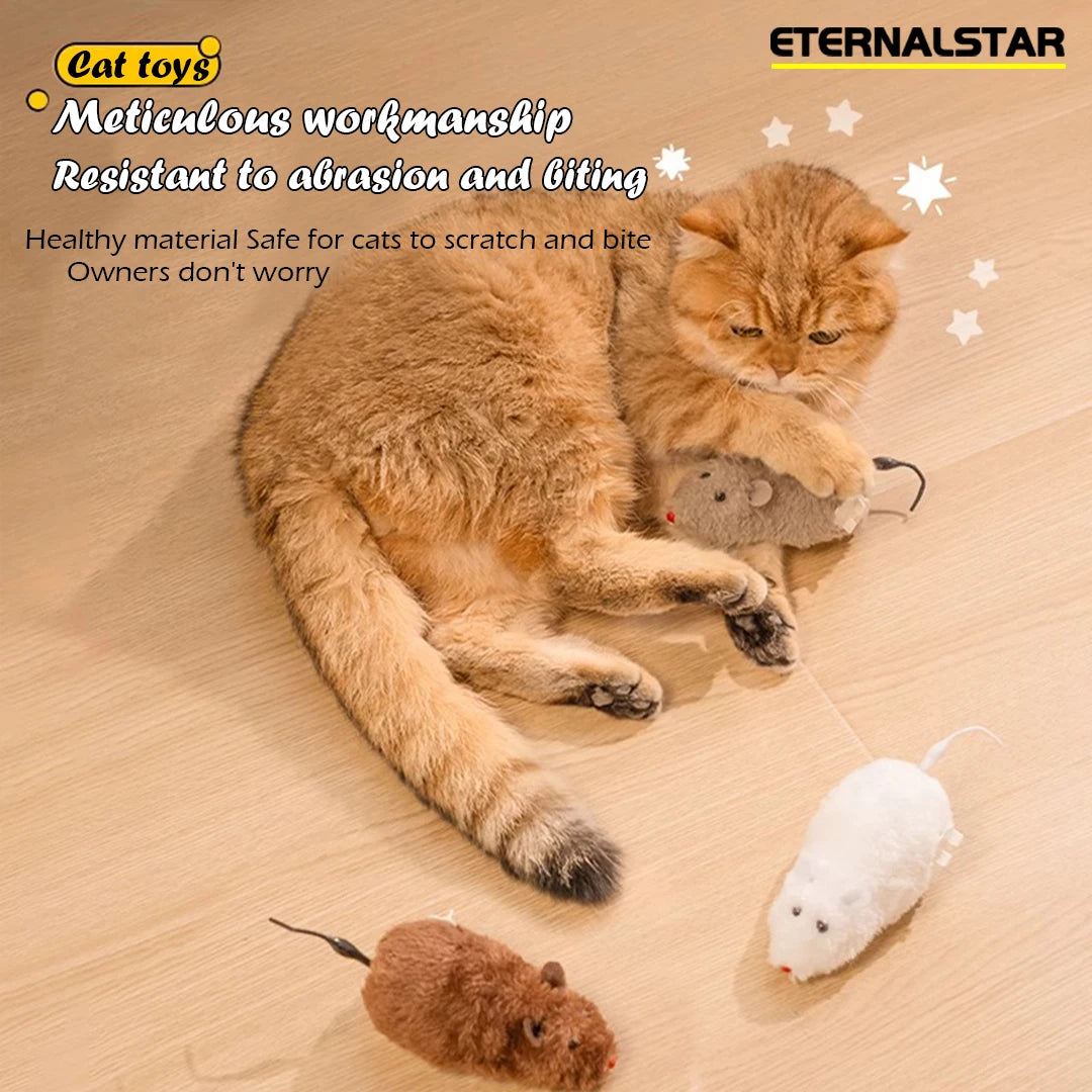 Cat Toys Clockwork Simulation Mouse No Batteries Durable Indoor Cat Hi-Lo Relieve Boredom Interactive Plush Toys Pet Toys