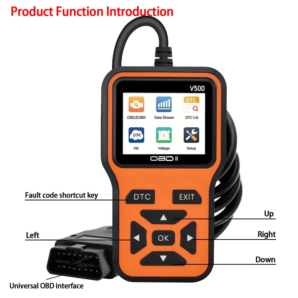 Car OBD2 Scanner Diagnostic Tool Code Reader, Car Voltage Tester Engine Fault Code Scanner, Charging Tester Diagnostic Tool V500