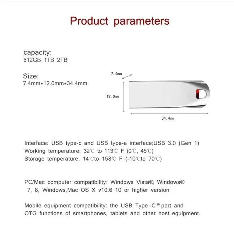 Xiaomi 2TB USB 3.0 Metal Flash Drive - High-Speed, Waterproof