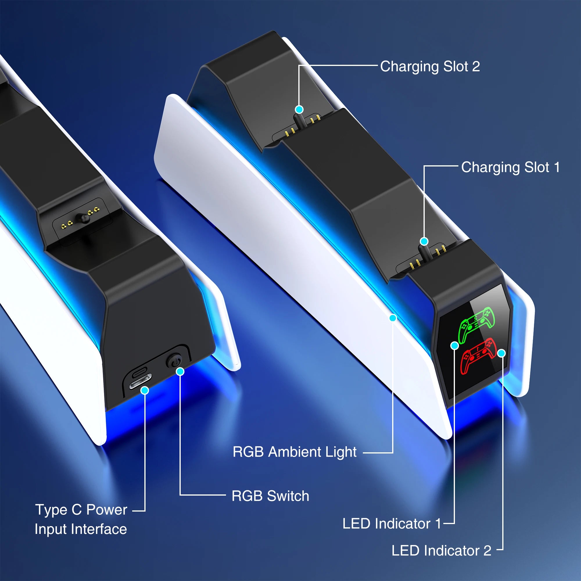 RGB Controller Charging Station for PS5