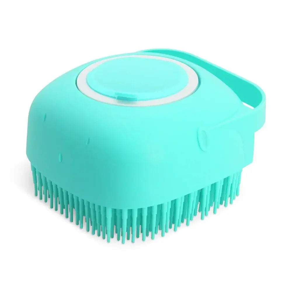 Pet Dog Shampoo Brush 2.7oz Silicone Rubber Grooming Scrubber for Bathing