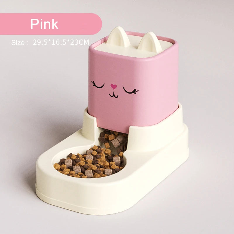 Pet Cute Cartoon Sitting Automatic Feeder & Water Dispenser for Cats & Dogs