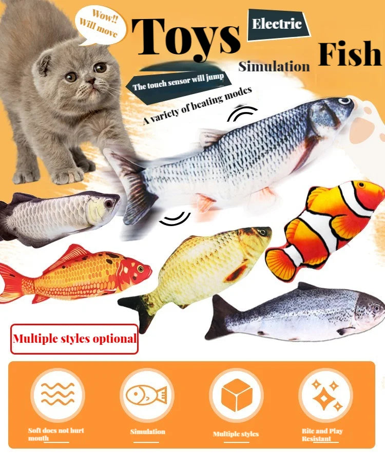 Electric Cat Toy Fish Pet Cat Toys Simulation Fish Swing Kitten Dance Fish Toy Funny Cats Chewing Playing Supplies USB Charging