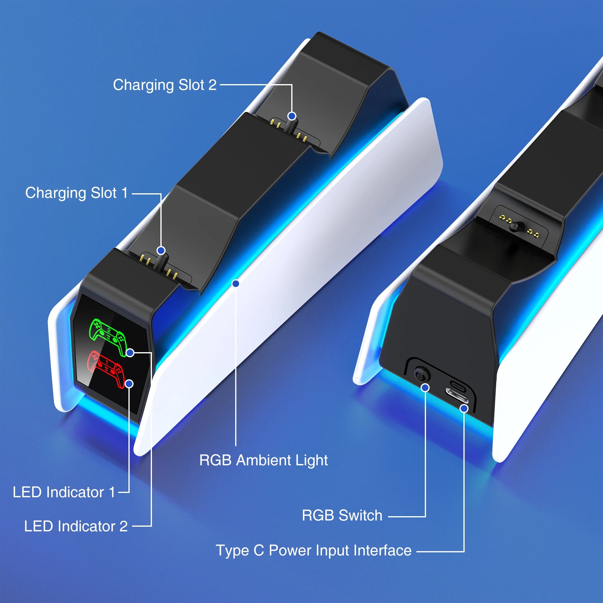 RGB Controller Charging Station for PS5