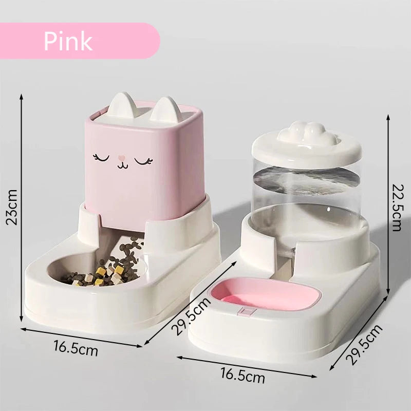 Pet Cute Cartoon Sitting Automatic Feeder & Water Dispenser for Cats & Dogs