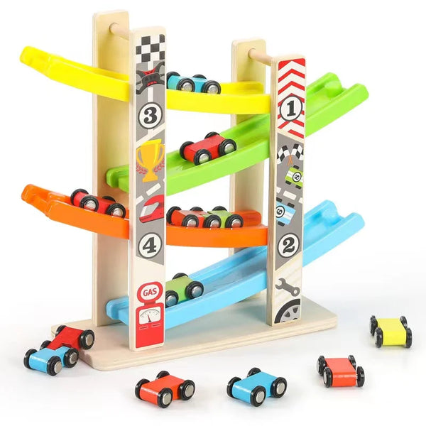4/7 Track Wooden Ramp Racing Set