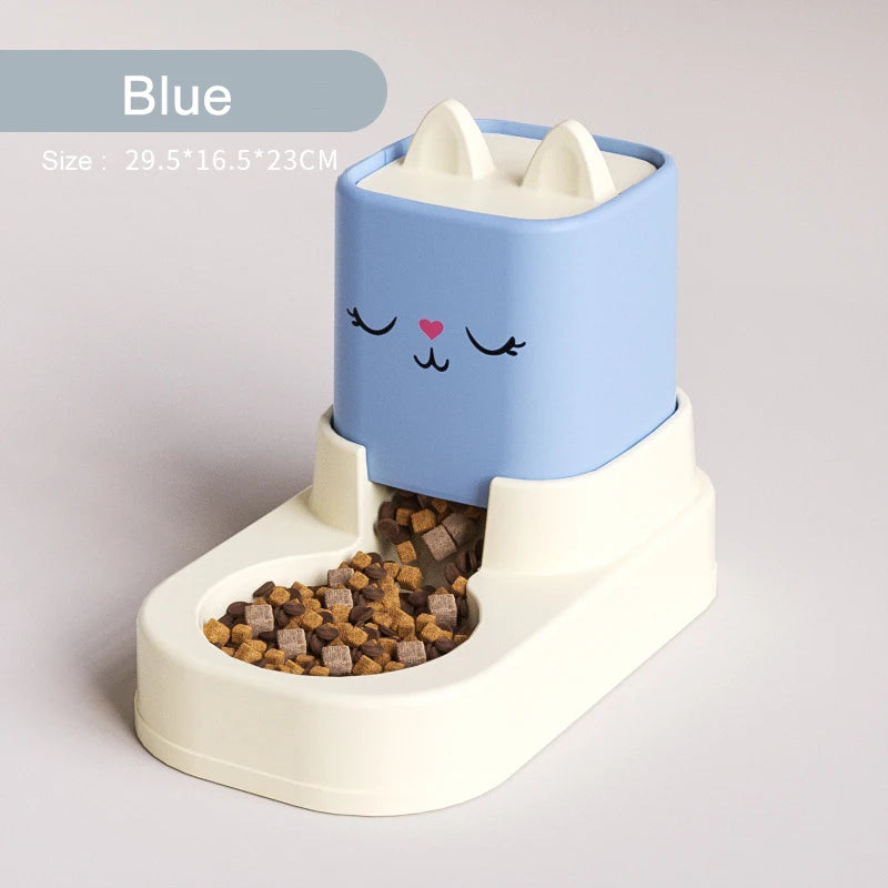 Pet Cute Cartoon Sitting Automatic Feeder & Water Dispenser for Cats & Dogs