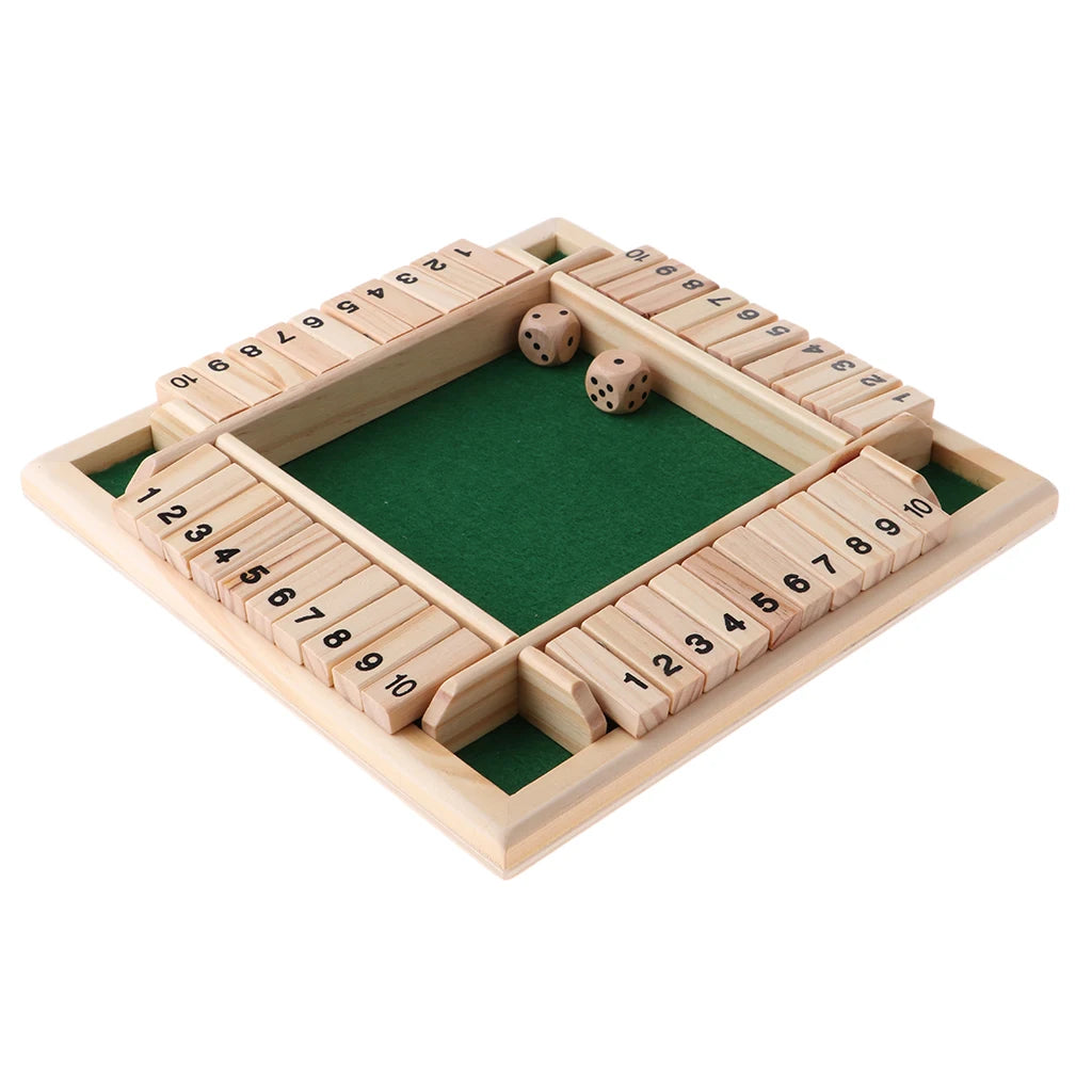 Deluxe 4-Sided Shut The Box Board Game Set