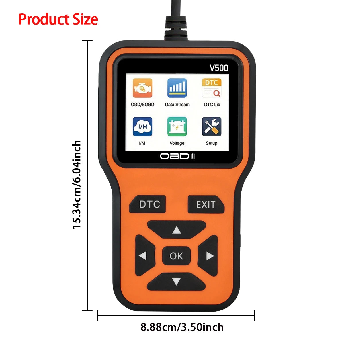 Car OBD2 Scanner Diagnostic Tool Code Reader, Car Voltage Tester Engine Fault Code Scanner, Charging Tester Diagnostic Tool V500