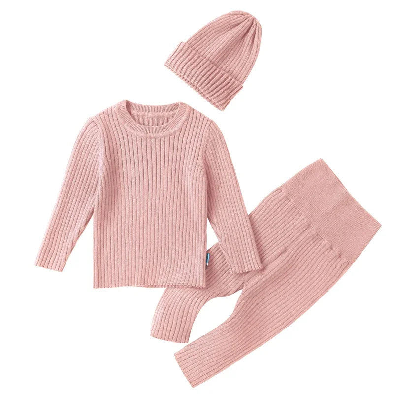 3PCS Baby Sweater Set – Boys & Girls Autumn/Winter Knit Outfit