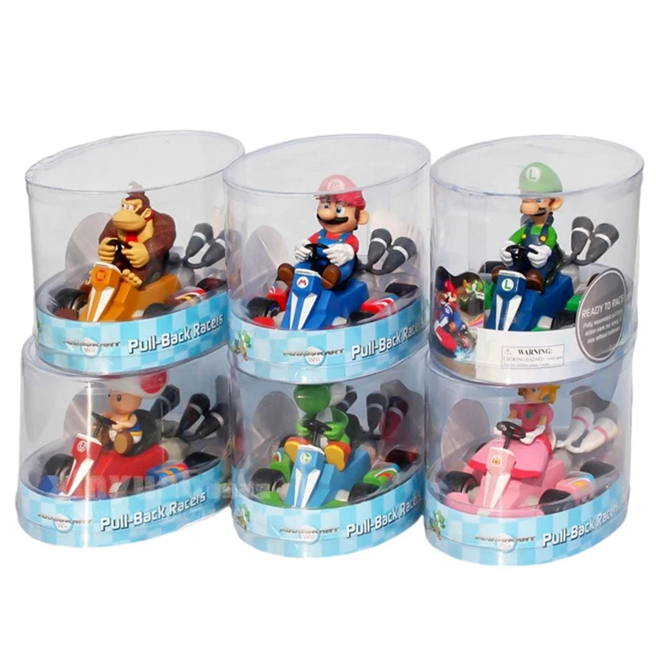 Super Mario Pull Back Cars - Yoshi, Donkey Kong, Bowser, Luigi, Princess Peach & Toad