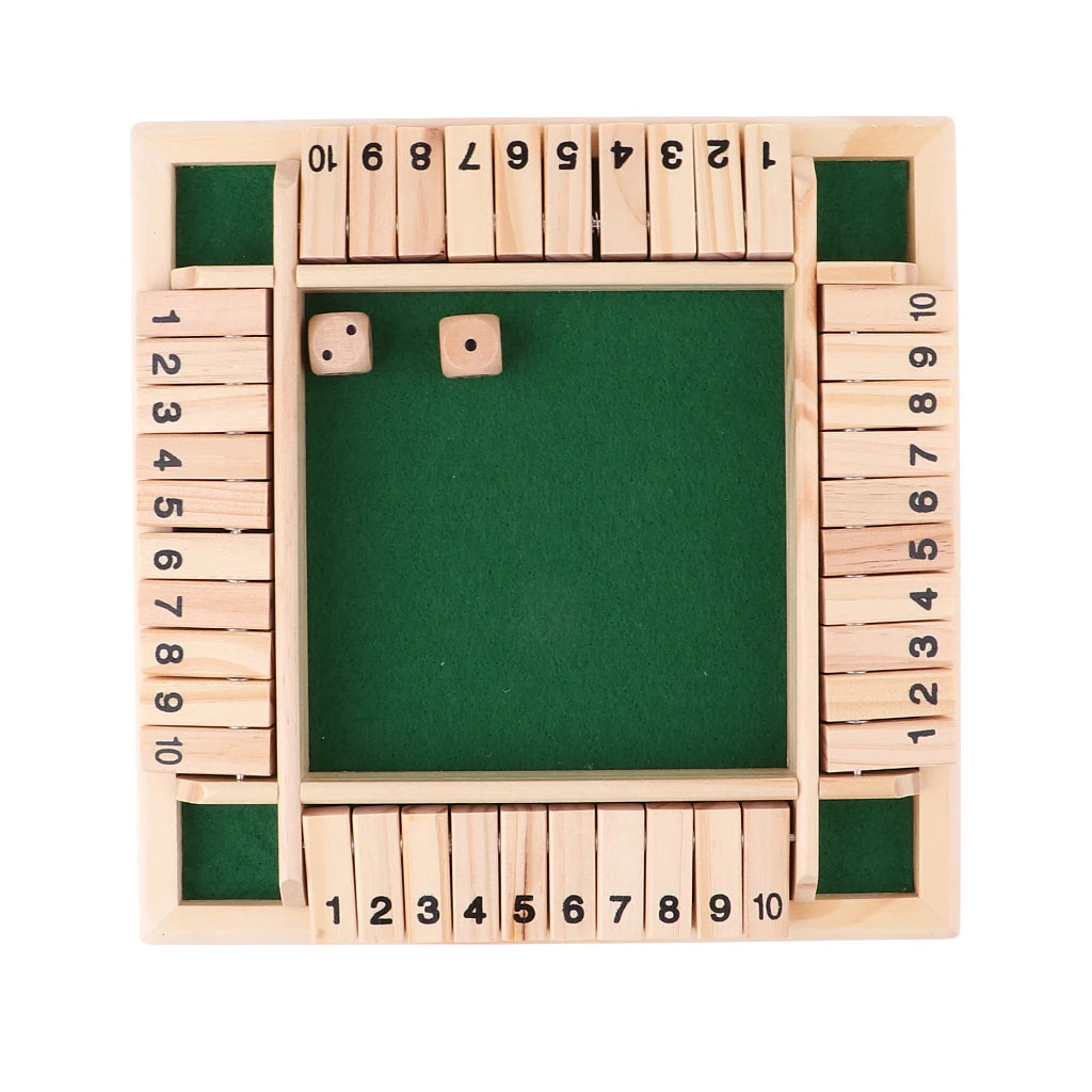 Deluxe 4-Sided Shut The Box Board Game Set