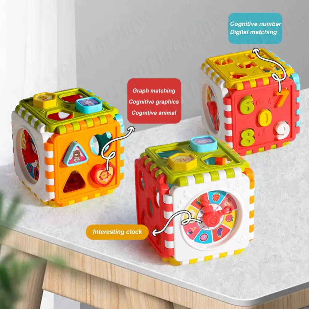 Toddler Activity Cube Box Sorting Toy with Piano & Puzzle