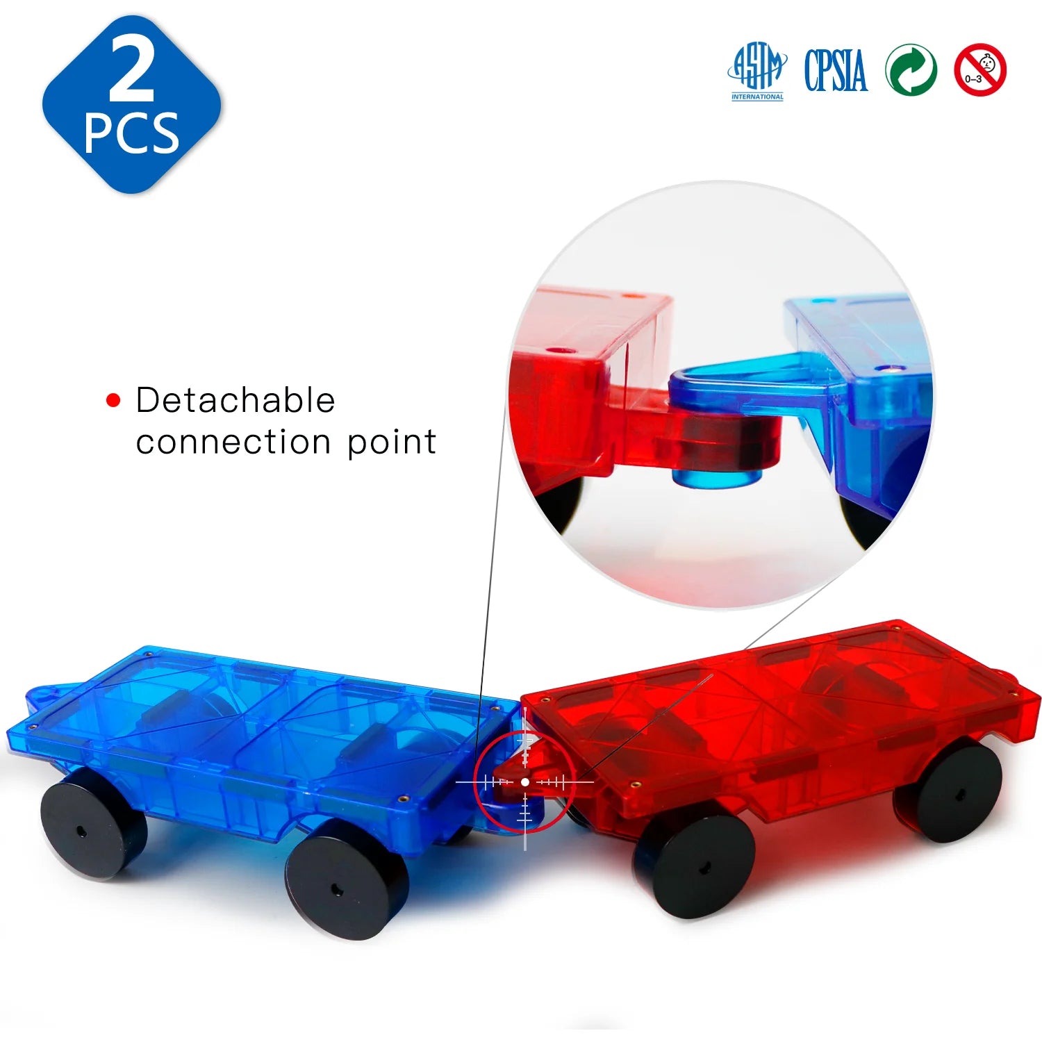 Romboss 2pcs Car Set for Big Size Magnetic Building Blocks – Montessori Educational Toy