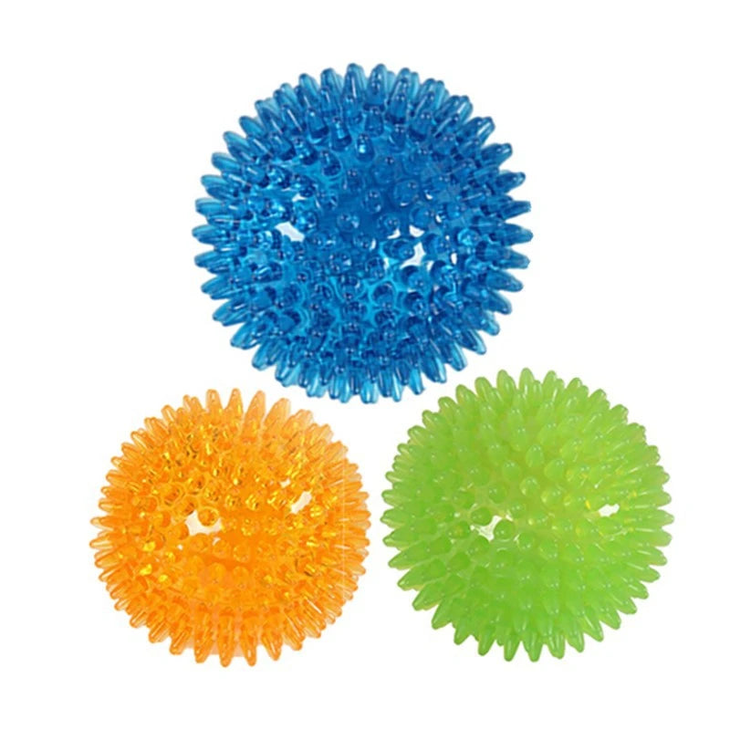 Pet Dog Toys Cat Puppy Sounding Toy Polka Squeaky Tooth Cleaning Ball TPR Training Pet Teeth Chewing Toy Thorn Balls Accessories