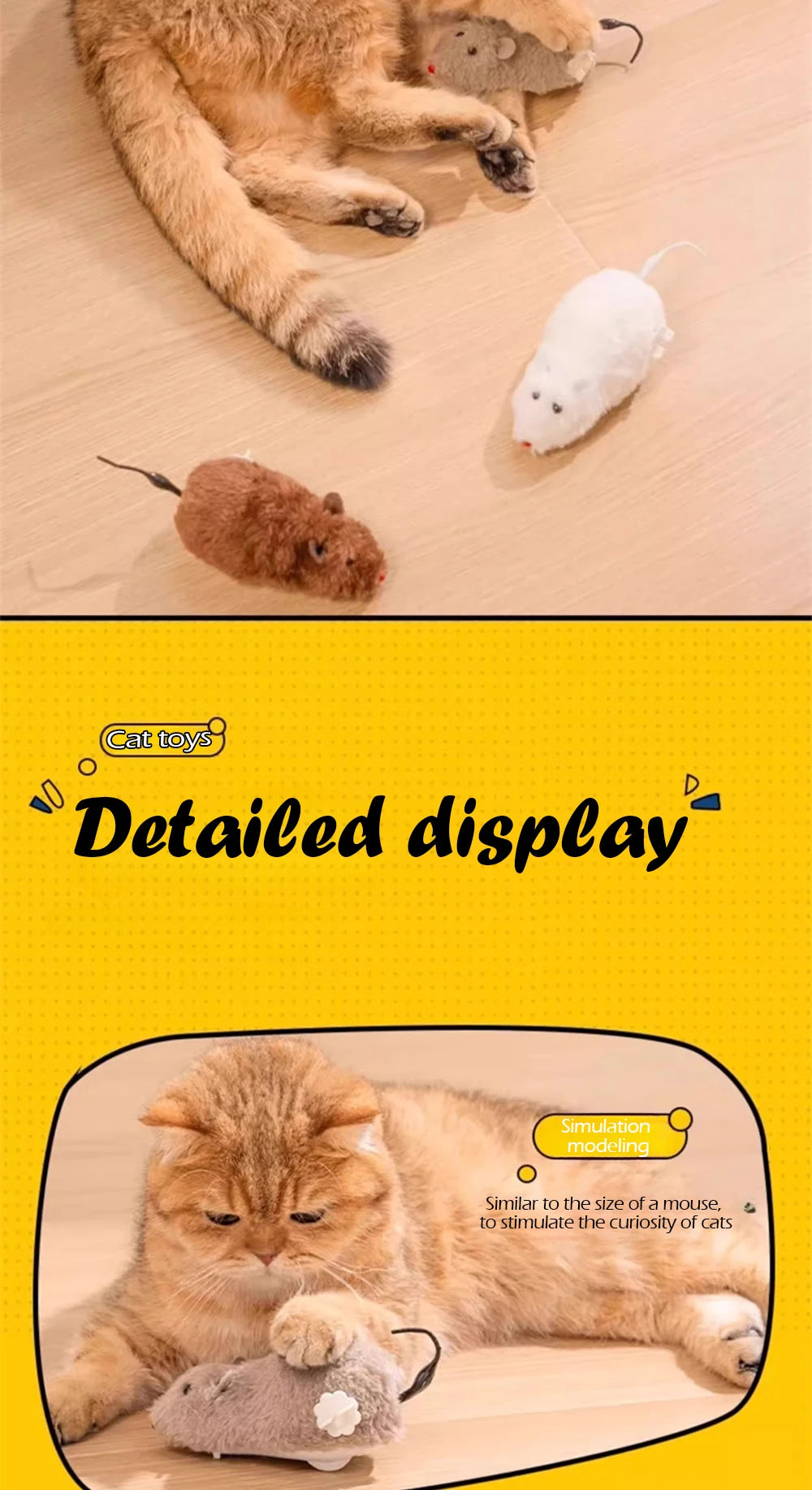 Cat Toys Clockwork Simulation Mouse No Batteries Durable Indoor Cat Hi-Lo Relieve Boredom Interactive Plush Toys Pet Toys