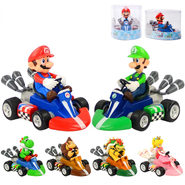 Super Mario Pull Back Cars - Yoshi, Donkey Kong, Bowser, Luigi, Princess Peach & Toad