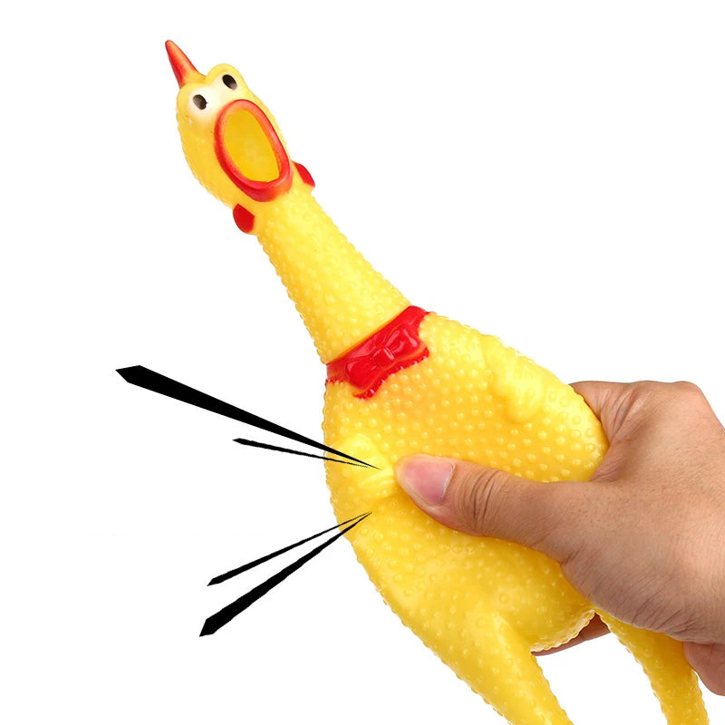 16cm 29cm 35cm New Pets Dog Squeak Toys Screaming Chicken Squeeze Sound Dog Chew Toy Durable Funny Yellow Rubber Vent Chicken