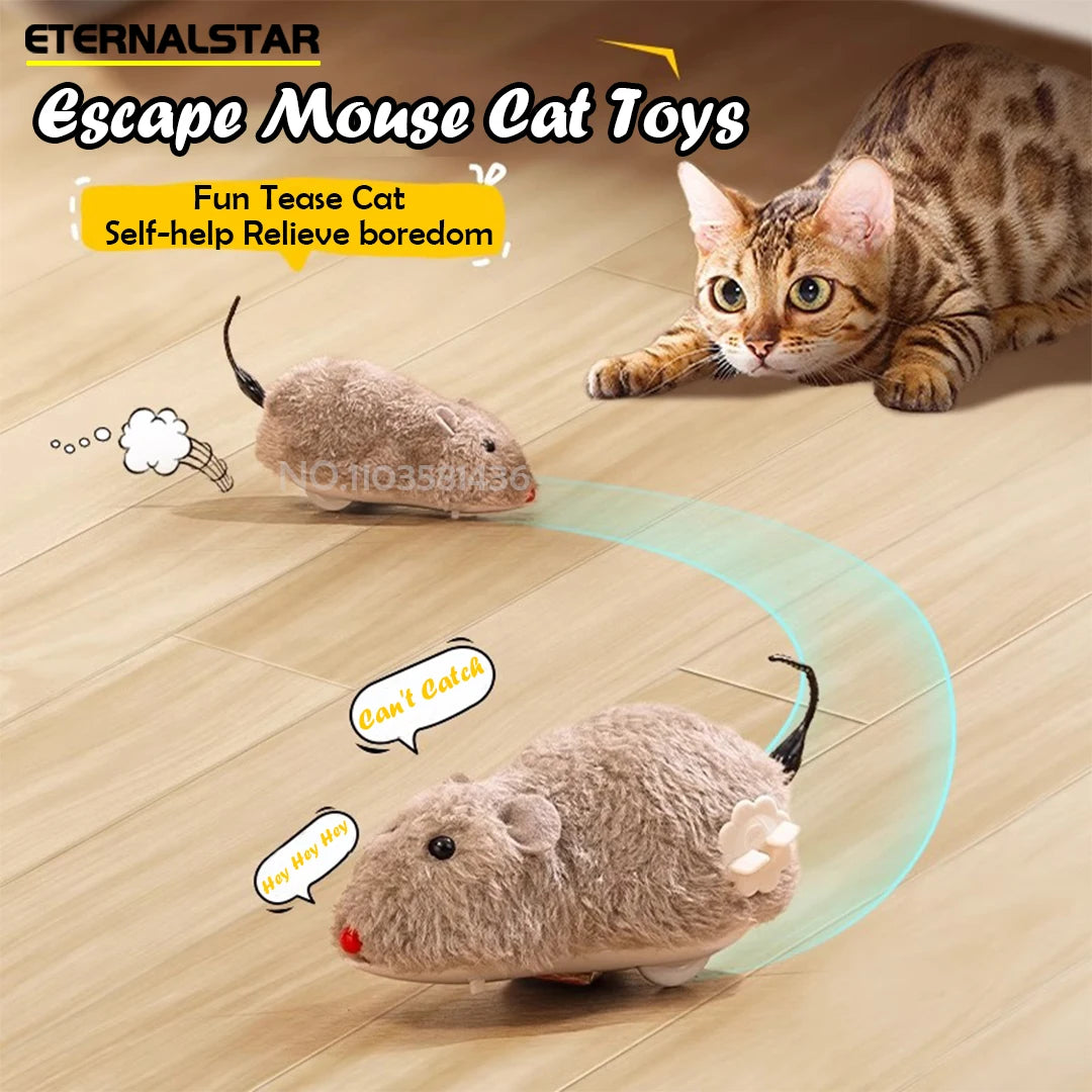 Cat Toys Clockwork Simulation Mouse No Batteries Durable Indoor Cat Hi-Lo Relieve Boredom Interactive Plush Toys Pet Toys