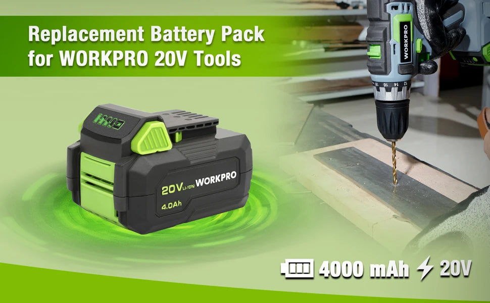 WORKPRO 20V 2.0Ah/4.0Ah Lithium-ion Battery Pack  12V 2.0Ah Li-ion Battery Pack Power Tool Accessories Battery Pack