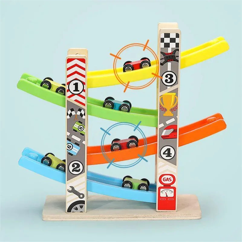 4/7 Track Wooden Ramp Racing Set