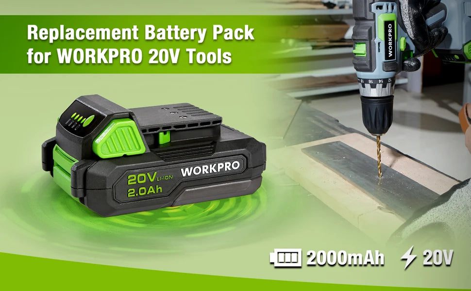 WORKPRO 20V 2.0Ah/4.0Ah Lithium-ion Battery Pack  12V 2.0Ah Li-ion Battery Pack Power Tool Accessories Battery Pack