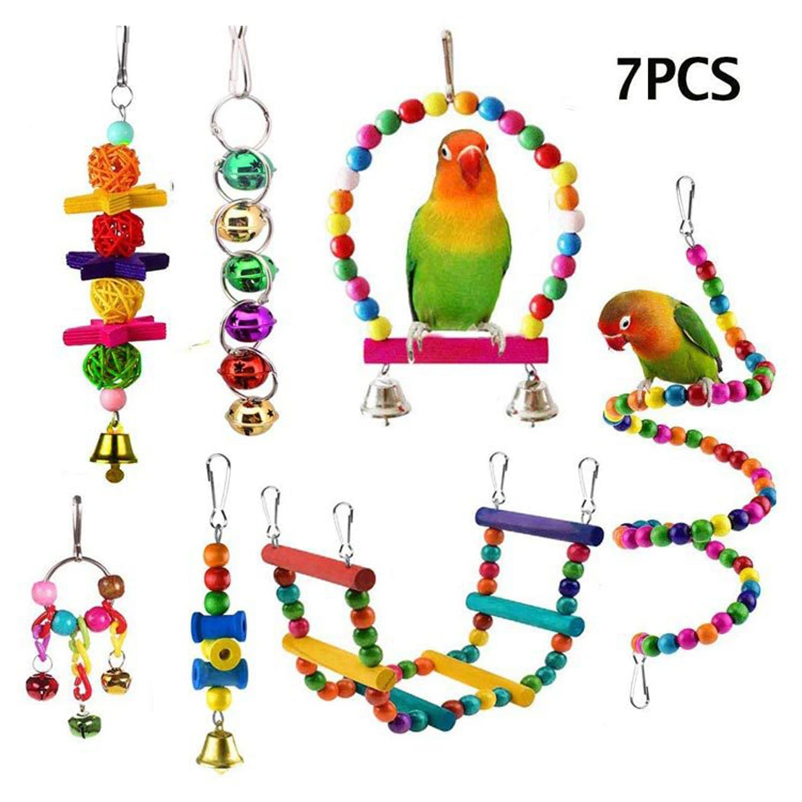 16 Packs Toy Set for Parrots Variety of Toys for Bird Cage Accessories Safe and Durable Bird Toys for Cockatiels Parakeets