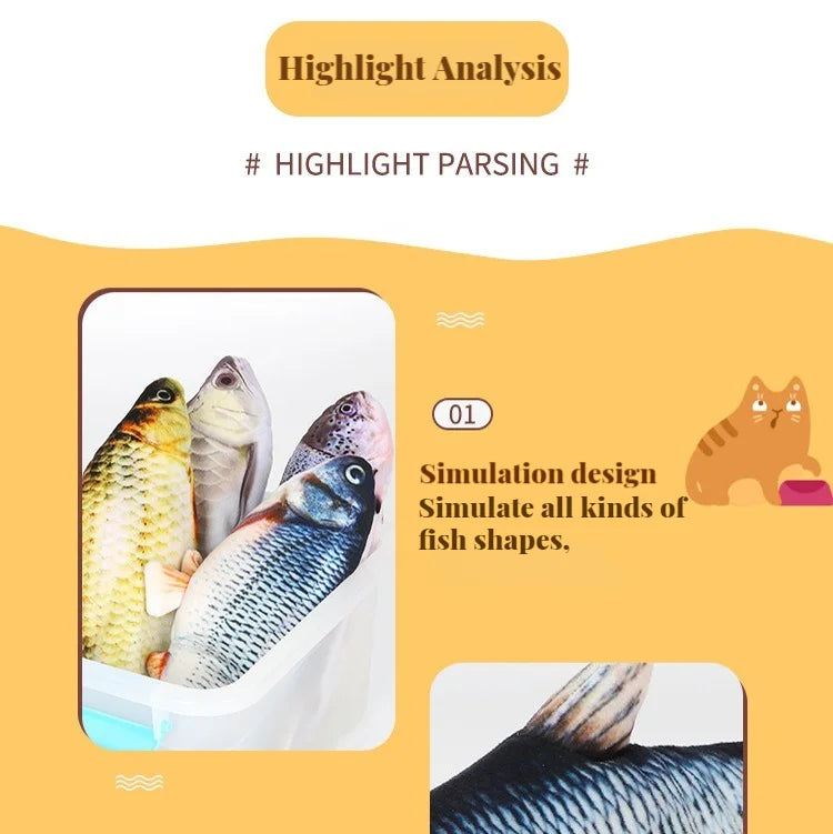 Electric Cat Toy Fish Pet Cat Toys Simulation Fish Swing Kitten Dance Fish Toy Funny Cats Chewing Playing Supplies USB Charging