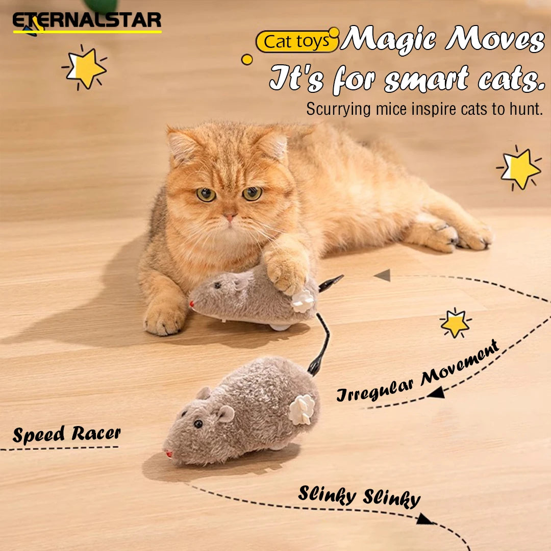 Cat Toys Clockwork Simulation Mouse No Batteries Durable Indoor Cat Hi-Lo Relieve Boredom Interactive Plush Toys Pet Toys