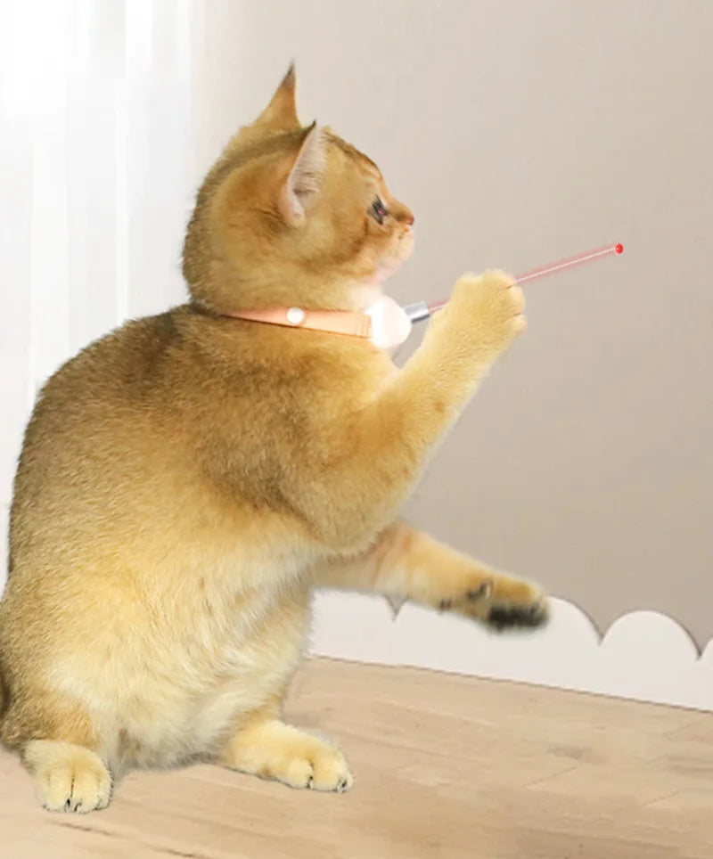 LED Laser Cat Teasing Toy USB Rechargeable Cat Toy Adjustable Magic Cat Collar Kitten Playing Toy Cat Accessories