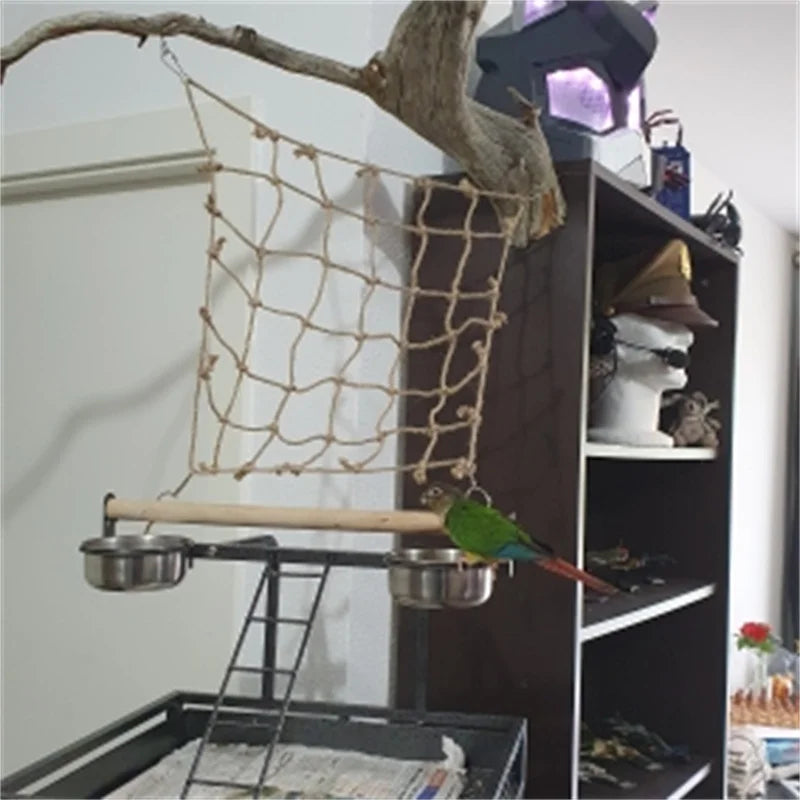 40*40cm Parrot Climbing Net Bird Toy Swing Rope Net Bird Stand Net Hammock With Hook Bird Hanging Climbing Chewing Biting Toys