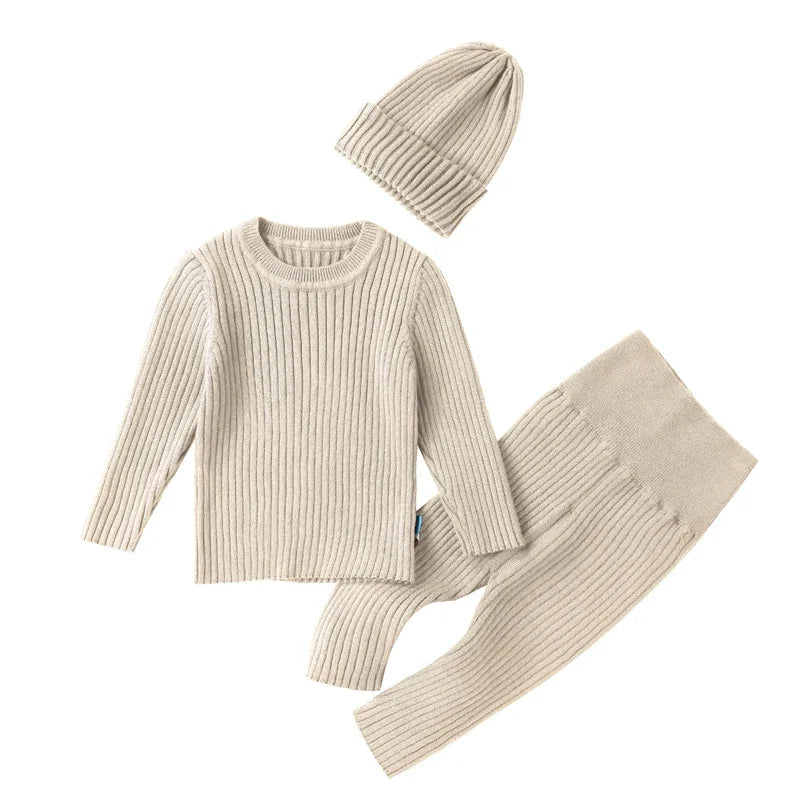 3PCS Baby Sweater Set – Boys & Girls Autumn/Winter Knit Outfit