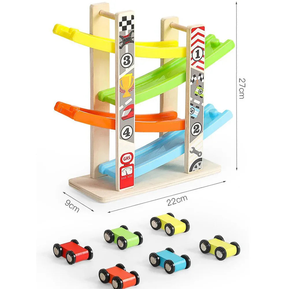 4/7 Track Wooden Ramp Racing Set