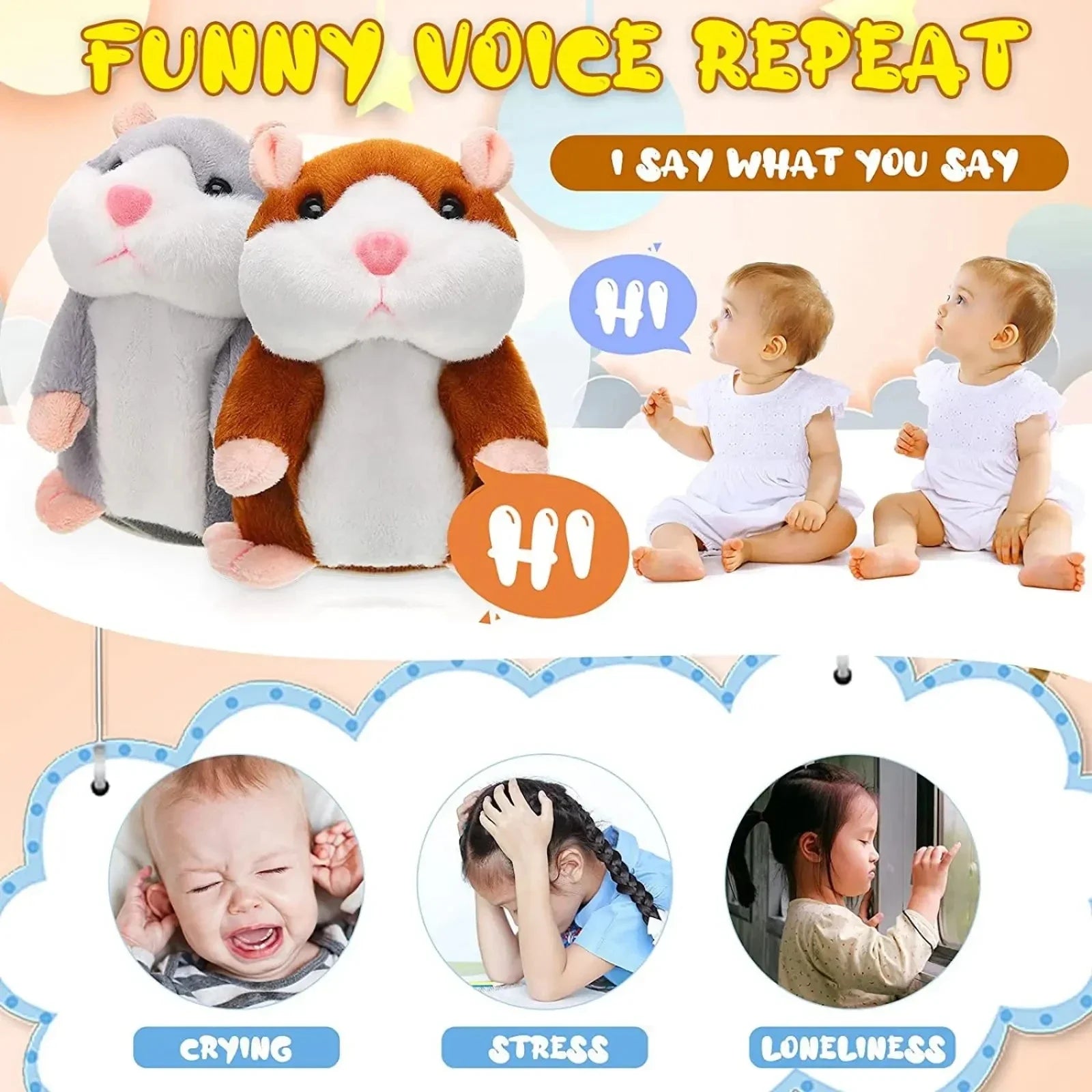 Talking Hamster Plush Toy - Funny, Soothing, Kids Gift