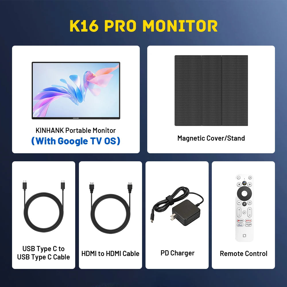 Kinhank 16" 2.5K Portable Gaming Monitor with Android TV 12