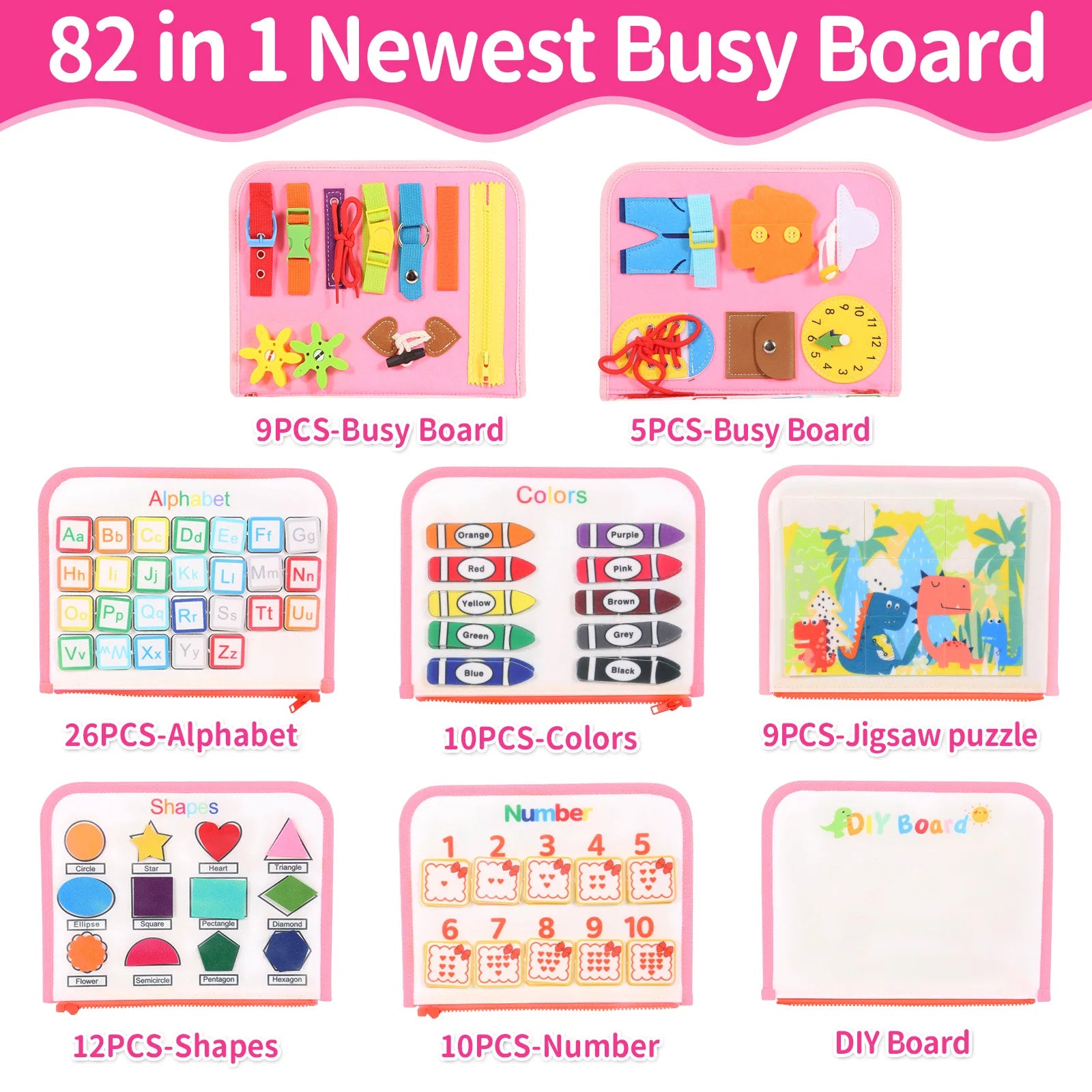 TUNJILOOL Montessori Busy Board for Toddlers - Educational Learning Toy for Boys and Girls