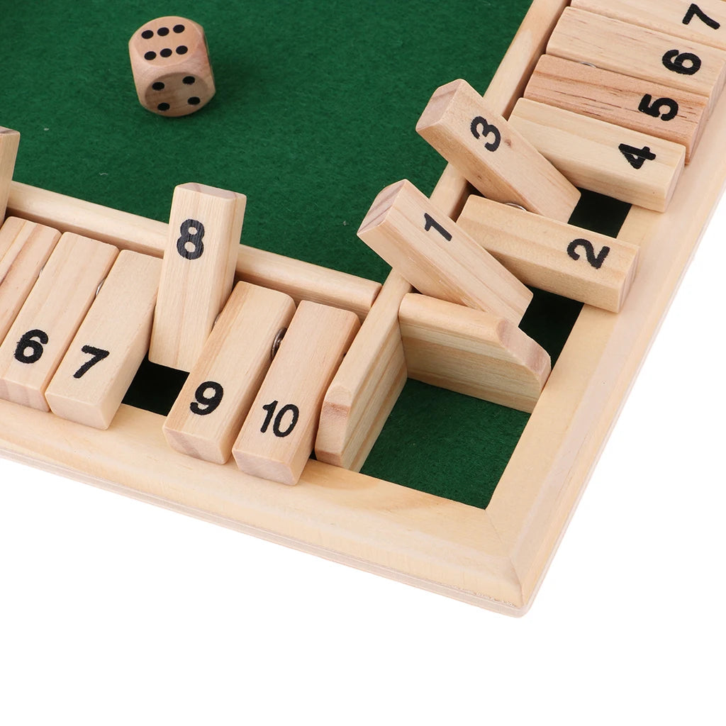 Deluxe 4-Sided Shut The Box Board Game Set