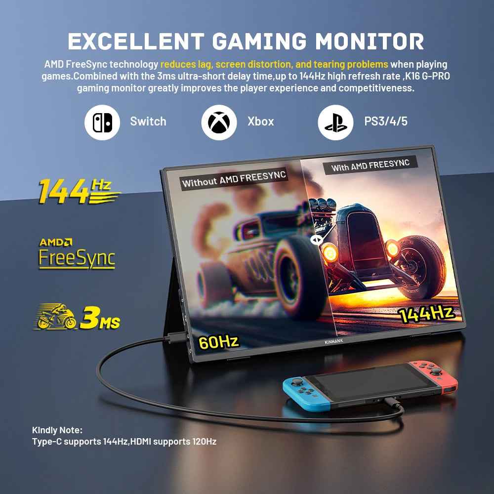 Kinhank 16" 2.5K Portable Gaming Monitor with Android TV 12